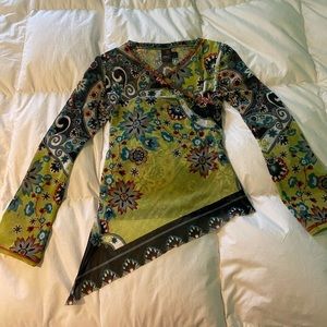 Vintage y2k mesh asymmetrical shirt